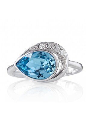 Swarovski crystal light blue ring, 925 Sterling Silver